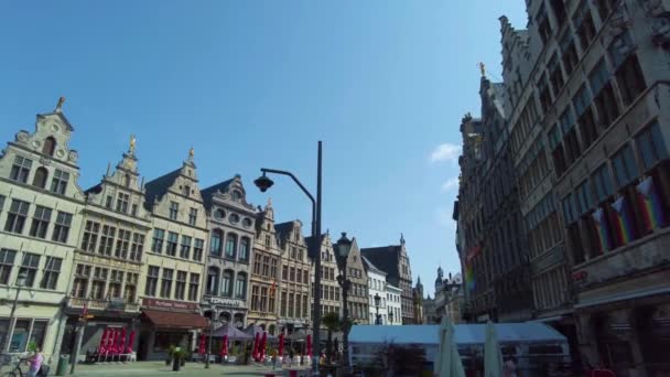 Utsikt Över Katedralen Our Lady Antwerpen Solig Dag — Stockvideo