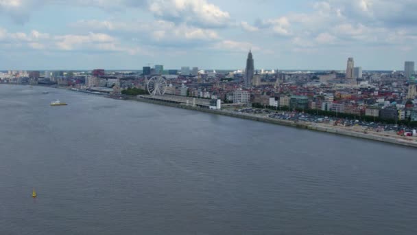 Vista Aérea Cidade Velha Antuérpia Bélgica Dia Ensolarado Verão — Vídeo de Stock