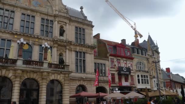 Pan Travers Les Maisons Gand Belgique Par Une Journée Ensoleillée — Video