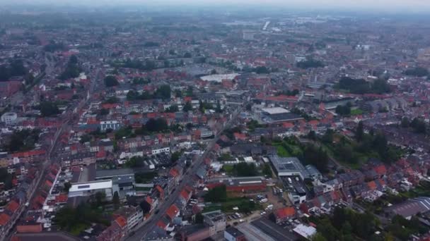 Vista Aérea Alrededor Ciudad Aalst Bélgica Día Nublado Por Mañana — Vídeos de Stock