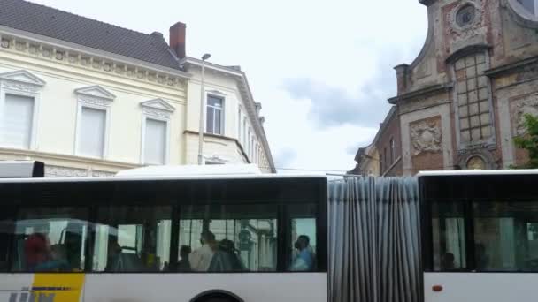 Pan Travers Les Maisons Dans Vieille Ville Gand Belgique Par — Video
