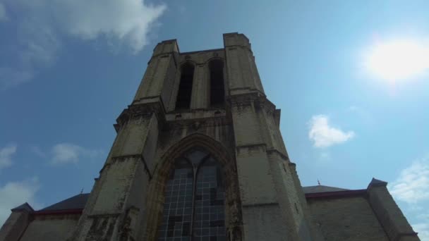 Pan Através Das Casas Cidade Velha Ghent Bélgica Dia Nublado — Vídeo de Stock