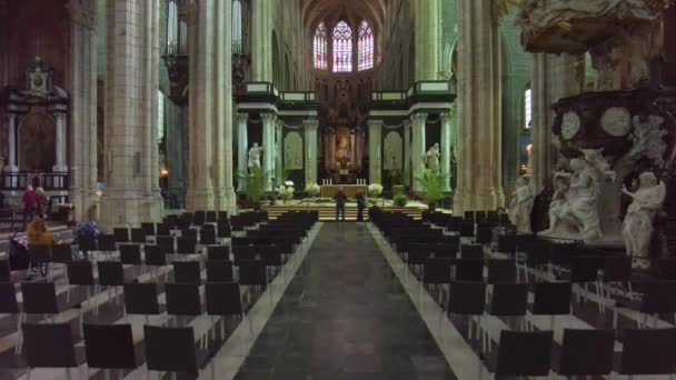 Intérieur Une Église Dans Ville Gand Belgique — Video