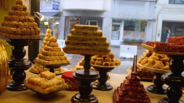 Baklava Otros Dulces Orientales Postre — Vídeos de Stock