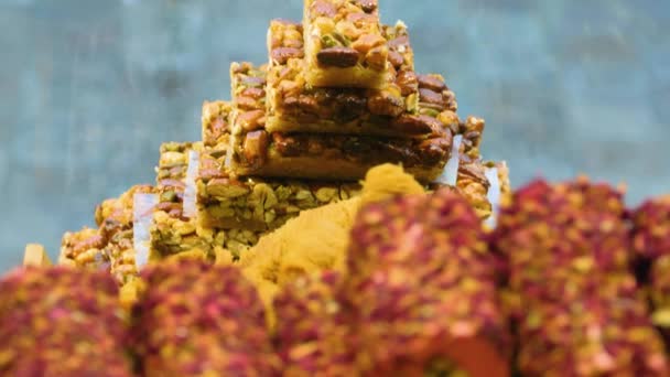 Baklava Other Oriental Candy Dessert — Stock Video