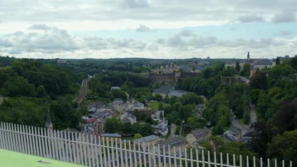 Pan Den Gamle Byen Grund Nedre Del Byen Luxembourg Overskyet – stockvideo