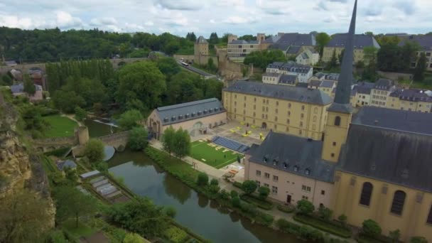 Pan Den Gamle Byen Grund Nedre Del Byen Luxembourg Overskyet – stockvideo