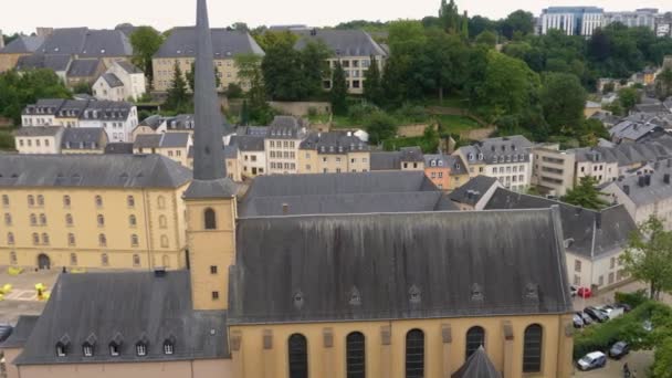 Pan Över Grund Staden Nedre Delen Staden Luxemburg Solig Dag — Stockvideo