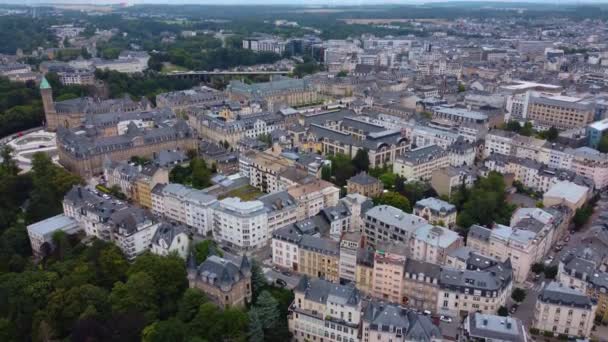 Letecký Pohled Město Lucemburk Oblačného Dne Létě — Stock video