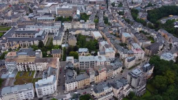 Letecký Pohled Město Lucemburk Oblačného Dne Létě — Stock video