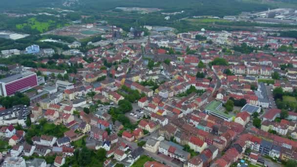 Vista Aérea Ciudad Neunkirchen Día Nublado Verano — Vídeo de stock