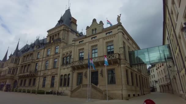 Pan Old Town City Luxembourg Cloudy Day Summer — Stock Video