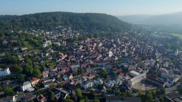 Vista Aérea Ciudad Gelnhausen Alemania Hesse Día Primavera — Vídeo de stock