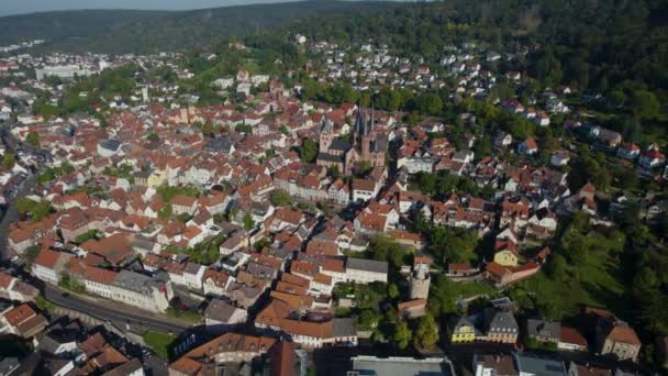Almanya Nın Gelnhausen Kentinin Hava Görüntüsü Hesse Ilkbahar Günü — Stok video