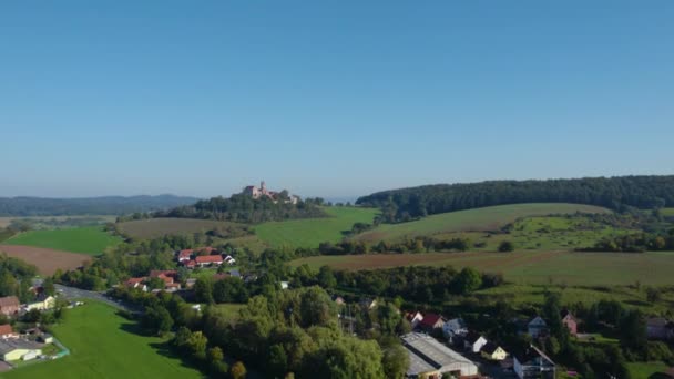 Letecký Pohled Obec Altwiedermus Německu Slunečného Dne Létě — Stock video