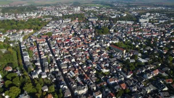 Letecký Pohled Město Bad Nauheim Německu Přilepit Slunné Ráno Pozdním — Stock video