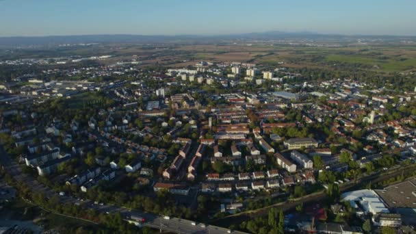 Almanya Nın Mainz Kostheim Kentinin Etrafındaki Hava Manzarası Yazın Sonlarında — Stok video