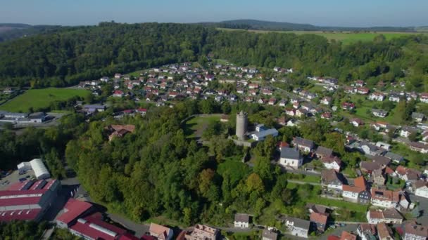 Letecký Pohled Obec Lissberg Německu Pozdním Letním Slunném Ránu — Stock video