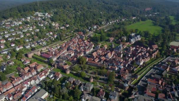 Vista Aérea Cidade Buedingen Alemanha Hesse Uma Manhã Ensolarada Final — Vídeo de Stock
