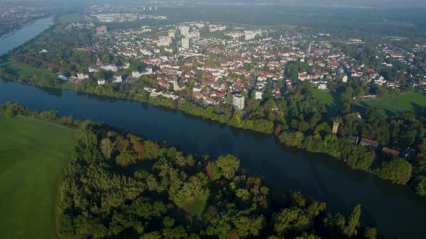 Vista Aérea Ciudad Hanau Alemania Duda Una Mañana Soleada Finales — Vídeo de stock