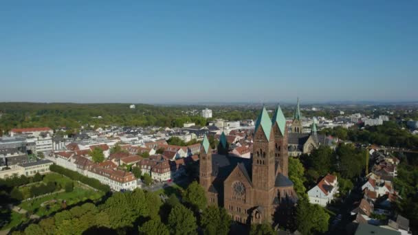 Letecký Pohled Město Bad Homburg Německu Lepidlo Slunné Ráno Konci — Stock video