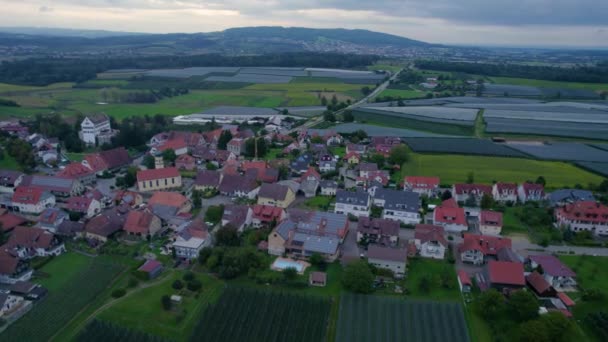 Widok Powietrza Wieś Ittendorf Niemczech Pochmurny Dzień Lecie — Wideo stockowe