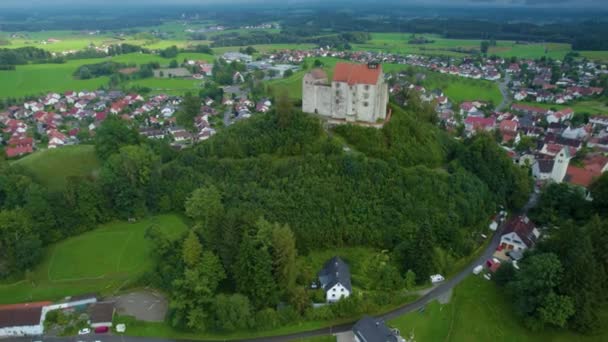 Vue Aérienne Village Waldburg Allemagne Par Après Midi Nuageux Été — Video