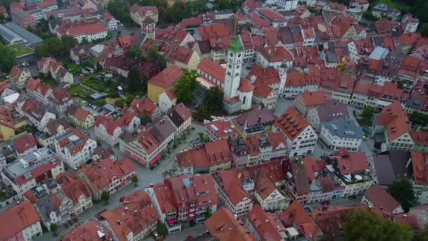 Flygfoto Staden Wangen Allgu Tyskland Molnig Dag Sommaren — Stockvideo