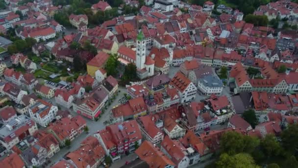 Luftaufnahme Der Stadt Wangen Allgäu Einem Trüben Sommertag — Stockvideo