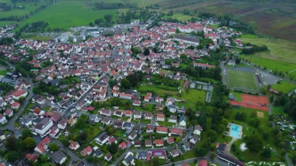 Yazın Güneşli Bir Günde Almanya Bir Köyün Havadan Görünüşü — Stok video