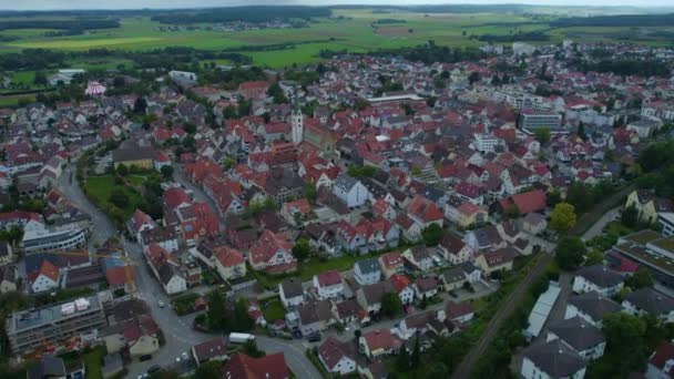 Aerial Cidade Bad Saulgau Alemanha Dia Nublado Verão — Vídeo de Stock