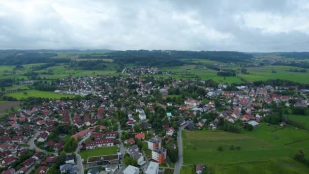 Letecký Pohled Vesnici Německu Slunečného Letního Dne — Stock video