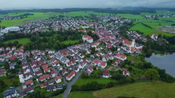 Aerial Cidade Kilegg Alemanha Dia Nublado Verão — Vídeo de Stock