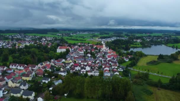 Flygfoto Staden Kilegg Tyskland Molnig Dag Sommaren — Stockvideo