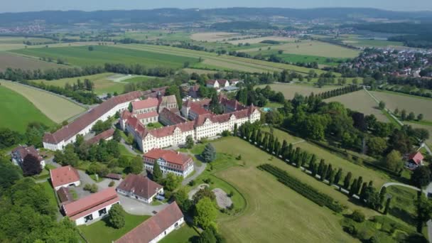 Luftaufnahme Der Stadt Und Des Klosters Salem Bodensee Einem Sonnigen — Stockvideo