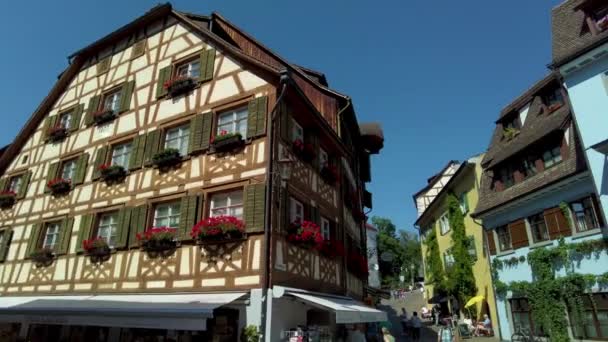 Blick Die Meersburger Altstadt Einem Sonnigen Sommertag — Stockvideo