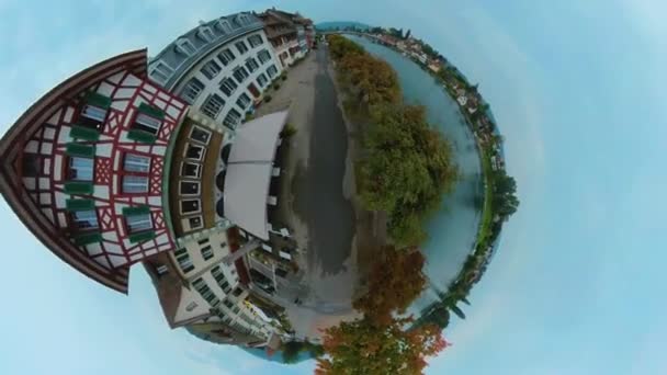 Pequeno Planeta Vista Cidade Stein Rhein Suíça Dia Nublado Verão — Vídeo de Stock