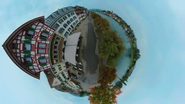 Pequeno Planeta Vista Cidade Stein Rhein Suíça Dia Nublado Verão — Vídeo de Stock