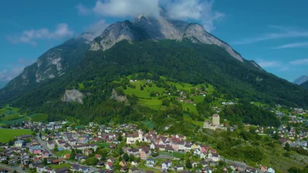 Légi Kilátás Körül Régi Város Mels Sargans Svájcban Egy Napsütéses — Stock videók