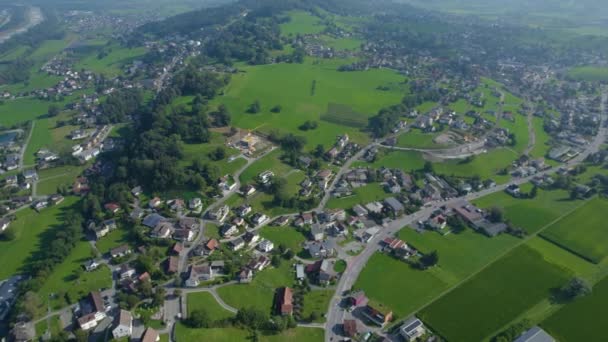 Letecký Pohled Město Ruggell Lichtenštejnsku Slunečného Letního Dne — Stock video