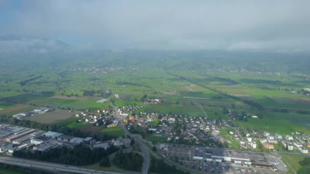 Vista Aérea Austria Alrededor Del Pueblo Schellenberg Liechtenstein Día Mañana — Vídeos de Stock
