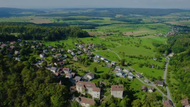 Vue Aérienne Autour Vieille Ville Village Leimental Suisse Par Une — Video