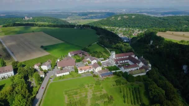 Vista Aérea Mosteiro Metzerlen Mariastein Suíça Dia Ensolarado Verão — Vídeo de Stock