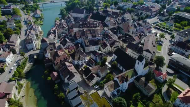 Veduta Aerea Intorno Centro Storico Della Città Brugg Svizzera Una — Video Stock