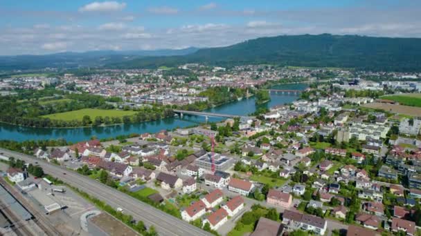 Légi Kilátás Városra Bad Saeckingen Németországban Egy Napos Napon Nyáron — Stock videók