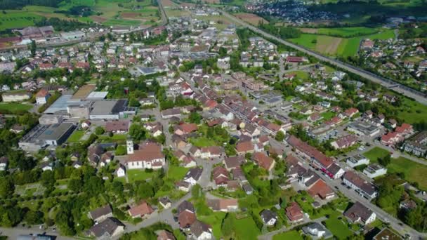 Aerial View Old Town City Frick Switzerland Sunny Day Summer — Stock Video