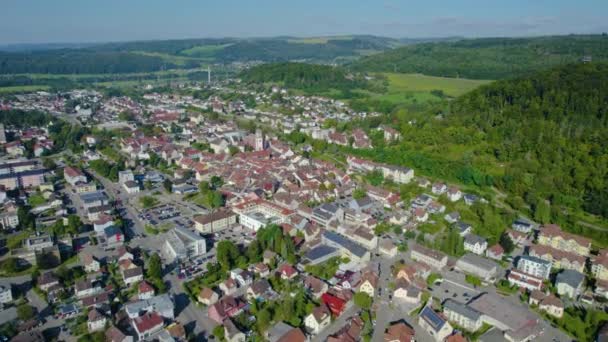 Letecký Pohled Město Waldshut Tiengen Německu Slunečného Letního Dne — Stock video
