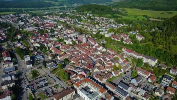 Vista Aérea Ciudad Waldshut Tiengen Alemania Día Soleado Verano — Vídeo de stock