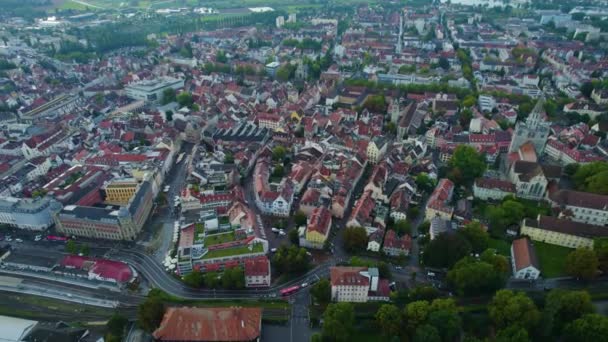 Vista Aérea Constancia Ciudad Junto Lago Bodensee Día Lluvioso Verano — Vídeo de stock