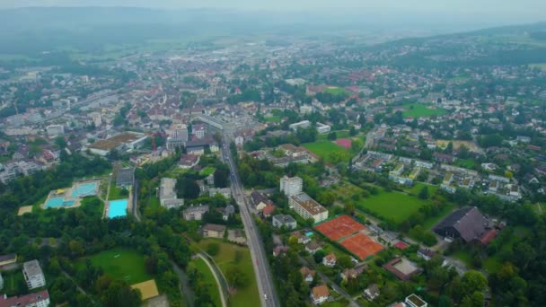 Légi Kilátás Város Körül Frauenfeld Svájcban Egy Felhős Napon Nyáron — Stock videók